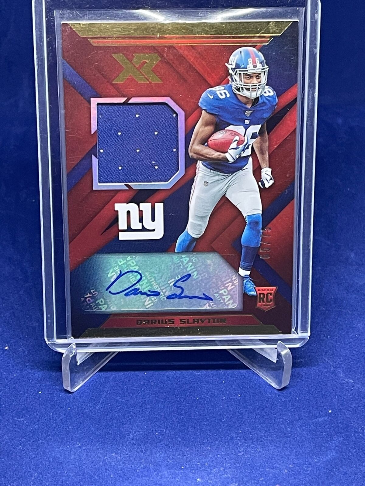 DARIUS SLAYTON 2019 PANINI XR RED JERSEY AUTO ROOKIE RC #D 65/75