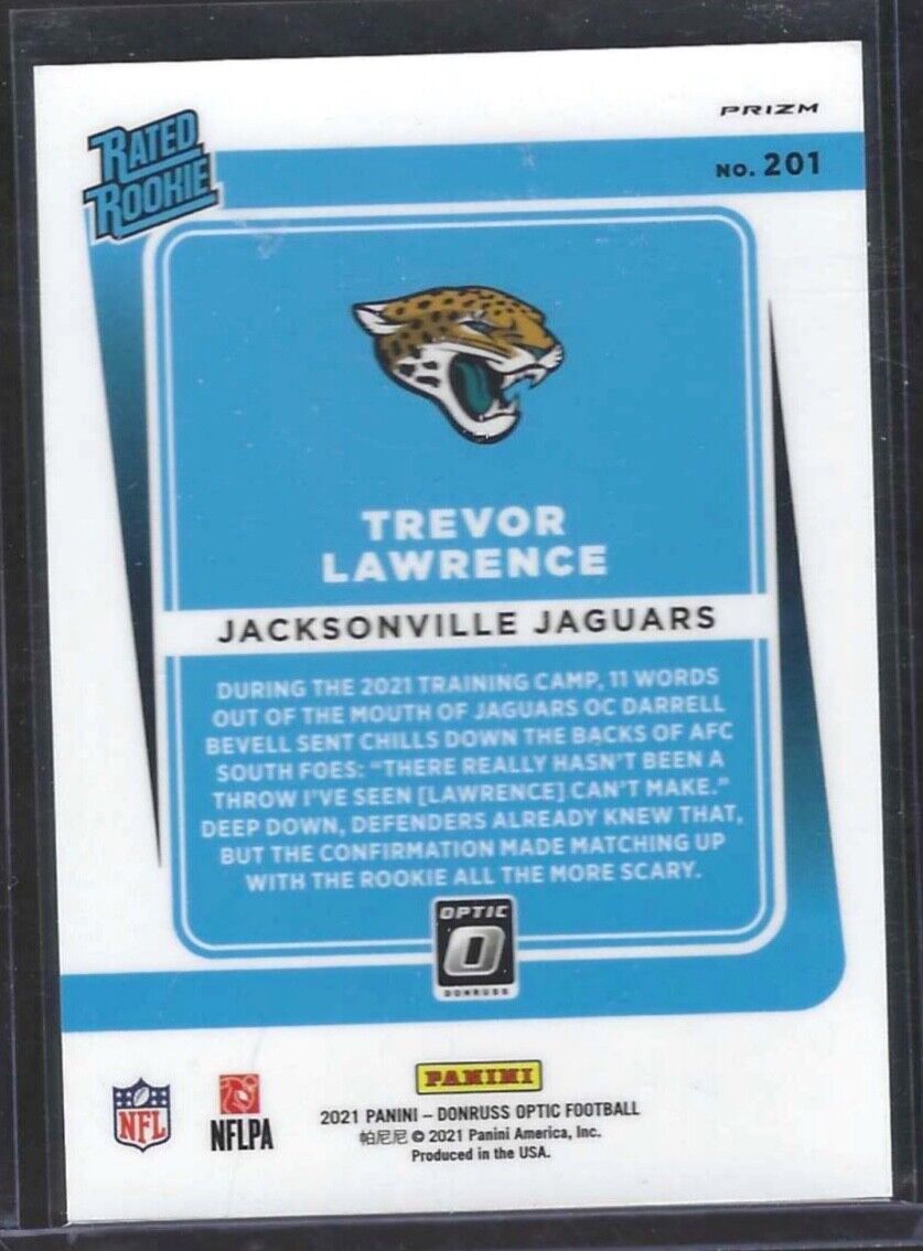TREVOR LAWRENCE 2021 PANINI DONRUSS OPTIC SILVER HOLO VARIATION ROOKIE RC #201