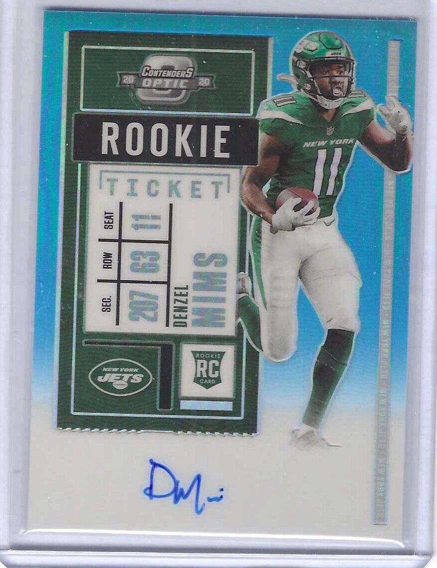 DENZEL MIMS 2020 OPTIC CONTENDERS LIGHT BLUE HOLO ROOKIE TICKET AUTO RC #D 13/99