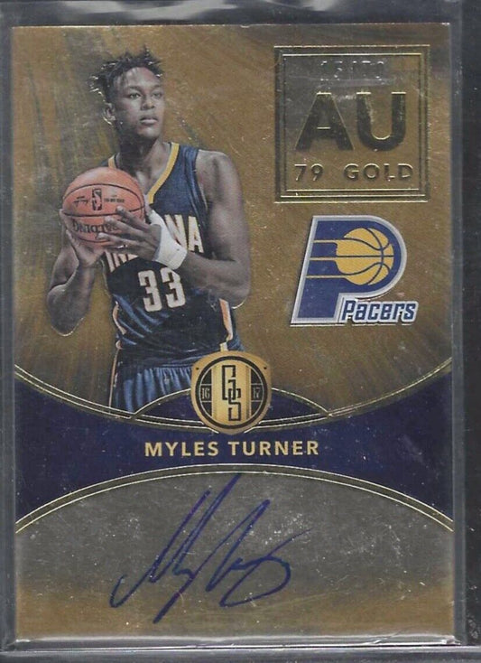 MYLES TURNER 2016-17 PANINI GOLD STANDARD 79 GOLD ELEMENT AU AUTO #D 15/79
