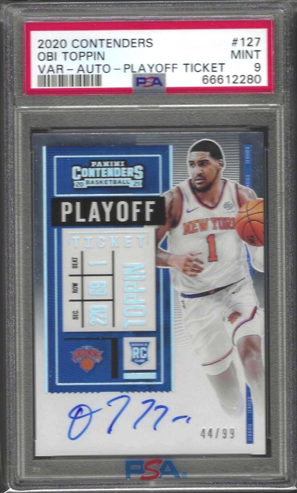 OBI TOPPIN 2020-21 PANINI CONTENDERS PLAYOFF TICKET AUTO RC /99 PSA 9 MINT POP 2
