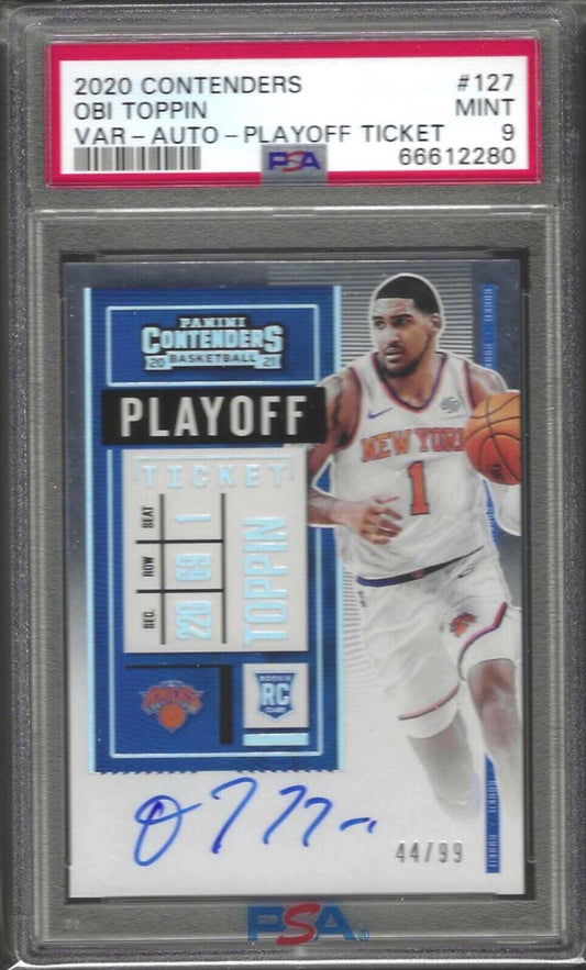 OBI TOPPIN 2020-21 PANINI CONTENDERS PLAYOFF TICKET AUTO RC /99 PSA 9 MINT POP 2