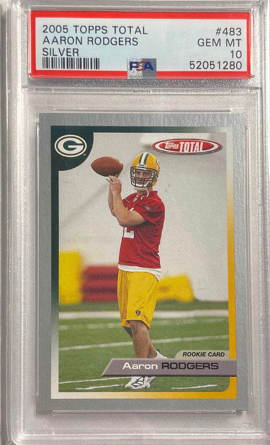 AARON RODGERS 2005 TOPPS TOTAL SILVER ROOKIE RC #483 PSA 10 GEM MINT POP 16