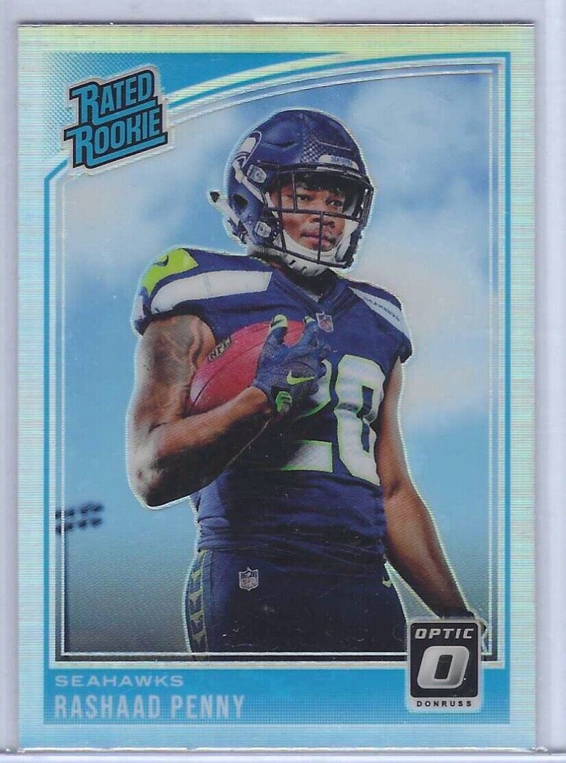 RASHAAD PENNY 2018 DONRUSS OPTIC SILVER HOLO RATED ROOKIE RC #168