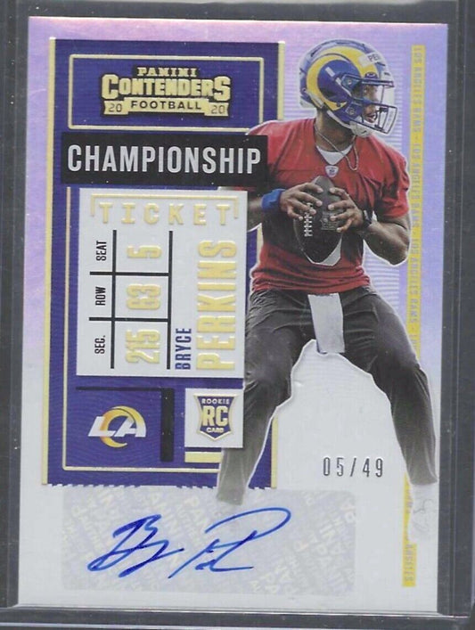 BRYCE PERKINS 2020 PANINI CONTENDERS CHAMPIONSHIP TICKET AUTO RC #D 05/49