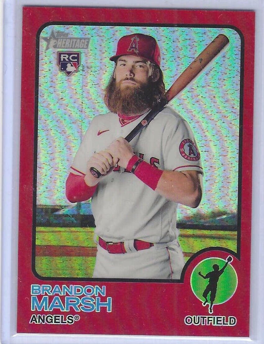 BRANDON MARSH 2022 TOPPS HERITAGE RED REFRACTOR ROOKIE RC #D /573