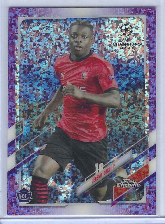 JEREMY DOKU 2020-21 TOPPS CHROME PURPLE SPECKLE MINI DIAMOND REFRACTOR RC /250