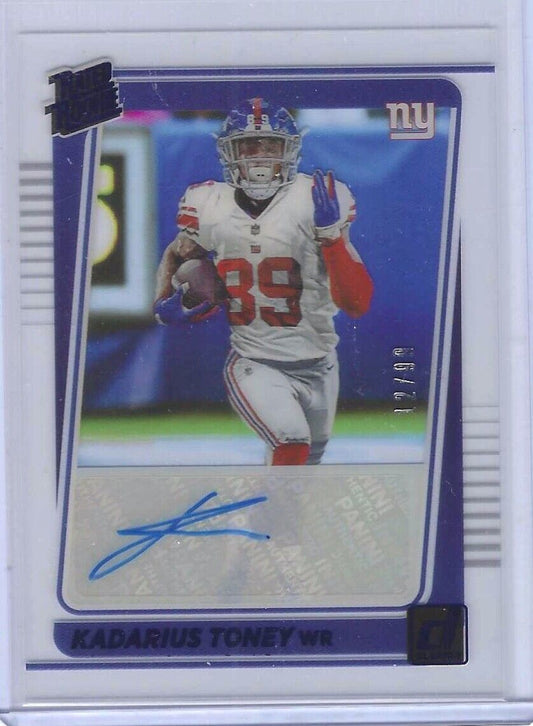KADARIUS TONEY 2021 PANINI CLEARLY DONRUSS BLUE FOIL RATED ROOKIE AUTO RC #D /99
