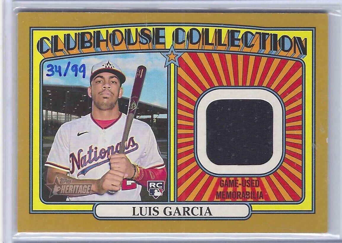 LUIS GARCIA 2021 TOPPS HERITAGE GOLD CLUBHOUSE COLLECTION JERSEY RC #D 34/99