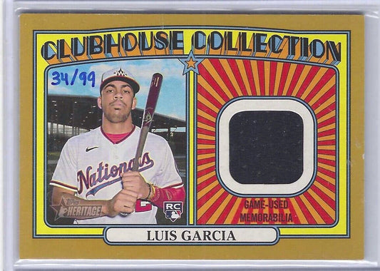 LUIS GARCIA 2021 TOPPS HERITAGE GOLD CLUBHOUSE COLLECTION JERSEY RC #D 34/99