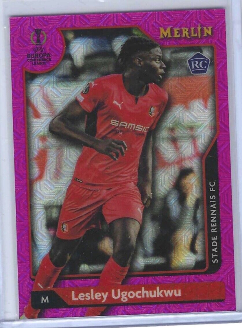 LESLEY UGOCHUKWU 2021-22 TOPPS MERLIN PINK MOJO REFRACTOR ROOKIE RC #D 048/275