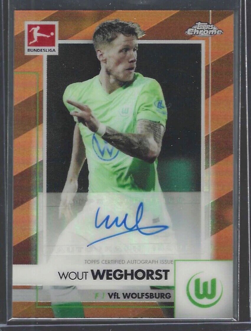 WOUT WEGHORST 2020-21 TOPPS CHROME BUNDESLIGA ORANGE REFRACTOR AUTO #D 16/25