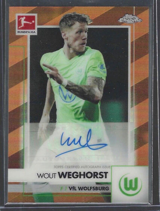 WOUT WEGHORST 2020-21 TOPPS CHROME BUNDESLIGA ORANGE REFRACTOR AUTO #D 16/25