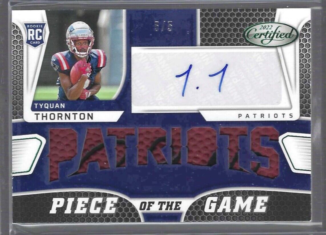 TYQUAN THORNTON 2022 CERTIFIED PIECE OF THE GAME GREEN BALL PATCH AUTO RC #D 5/5