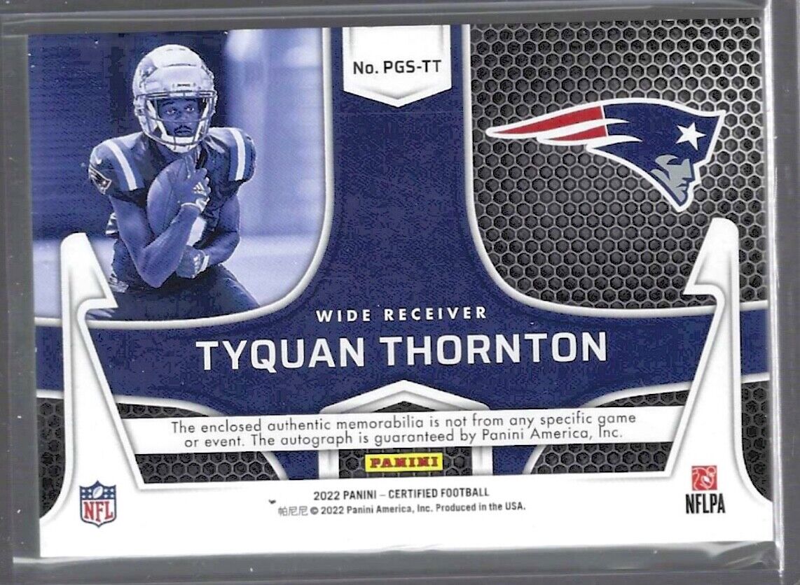 TYQUAN THORNTON 2022 CERTIFIED PIECE OF THE GAME GREEN BALL PATCH AUTO RC #D 5/5