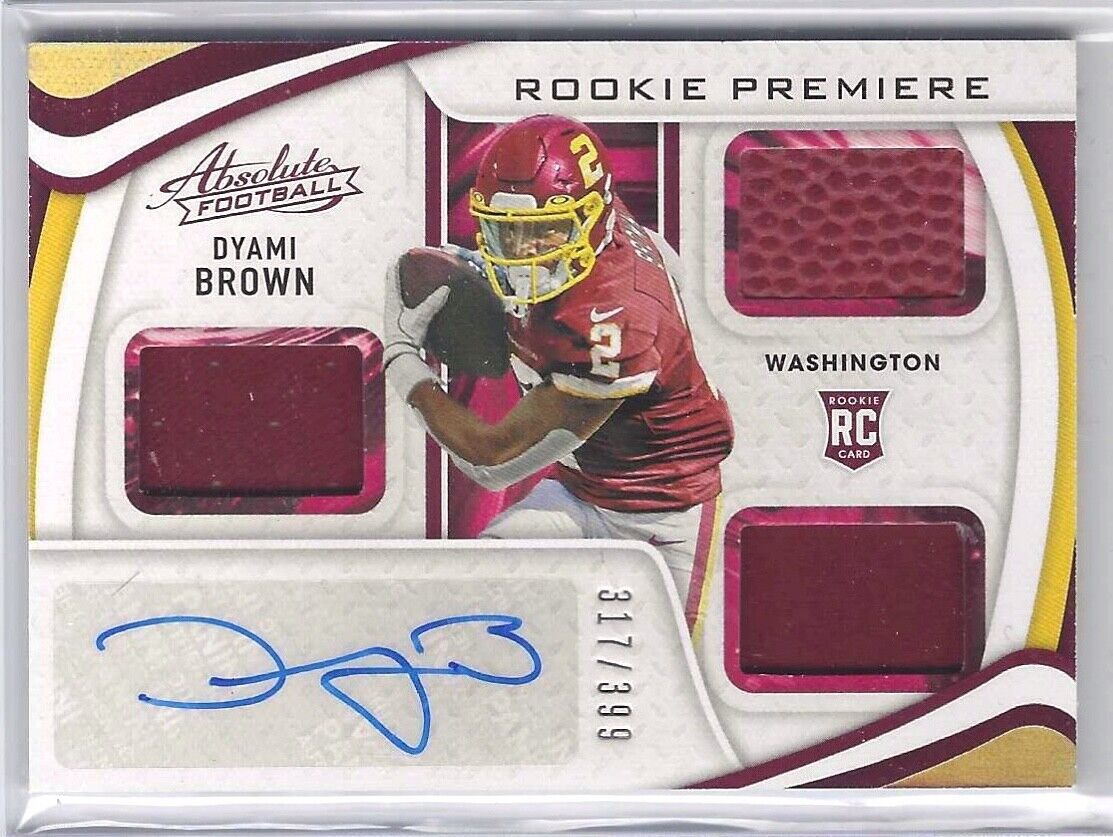 DYAMI BROWN 2021 PANINI ABSOLUTE ROOKIE TRIPLE PATCH AUTO RC #D 317/399