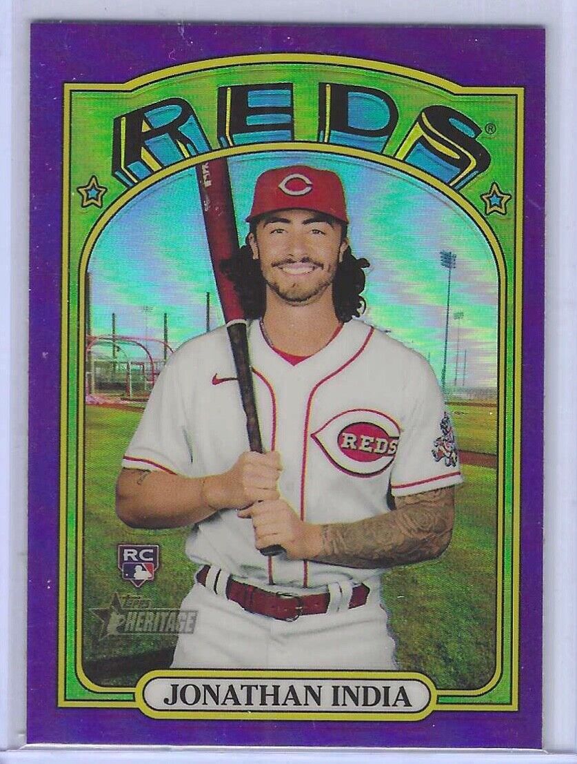 JONATHAN INDIA 2021 TOPPS HERITAGE PURPLE CHROME REFRACTOR ROOKIE RC #541