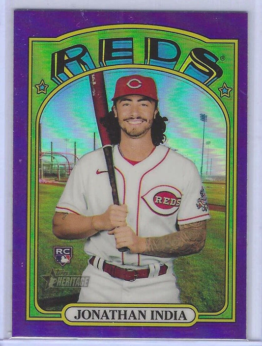 JONATHAN INDIA 2021 TOPPS HERITAGE PURPLE CHROME REFRACTOR ROOKIE RC #541