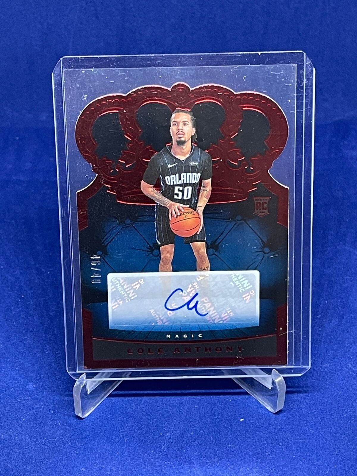 COLE ANTHONY 2020-21 PANINI CROWN ROYALE RED DIE CUT AUTO ROOKIE RC #D 46/49