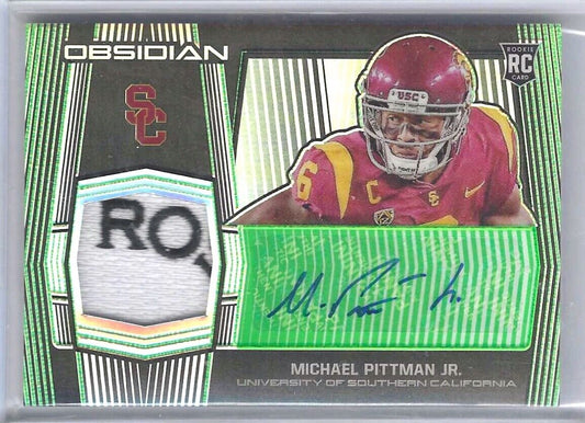 MICHAEL PITTMAN JR 2020 PANINI CHRONICLES OBSIDIAN LOGO PATCH AUTO RC #D 02/15