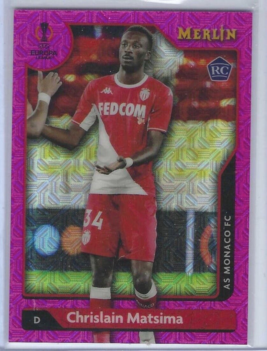 CHRISLAIN MATSIMA 2021-22 TOPPS MERLIN PINK MOJO REFRACTOR ROOKIE RC #D 104/275