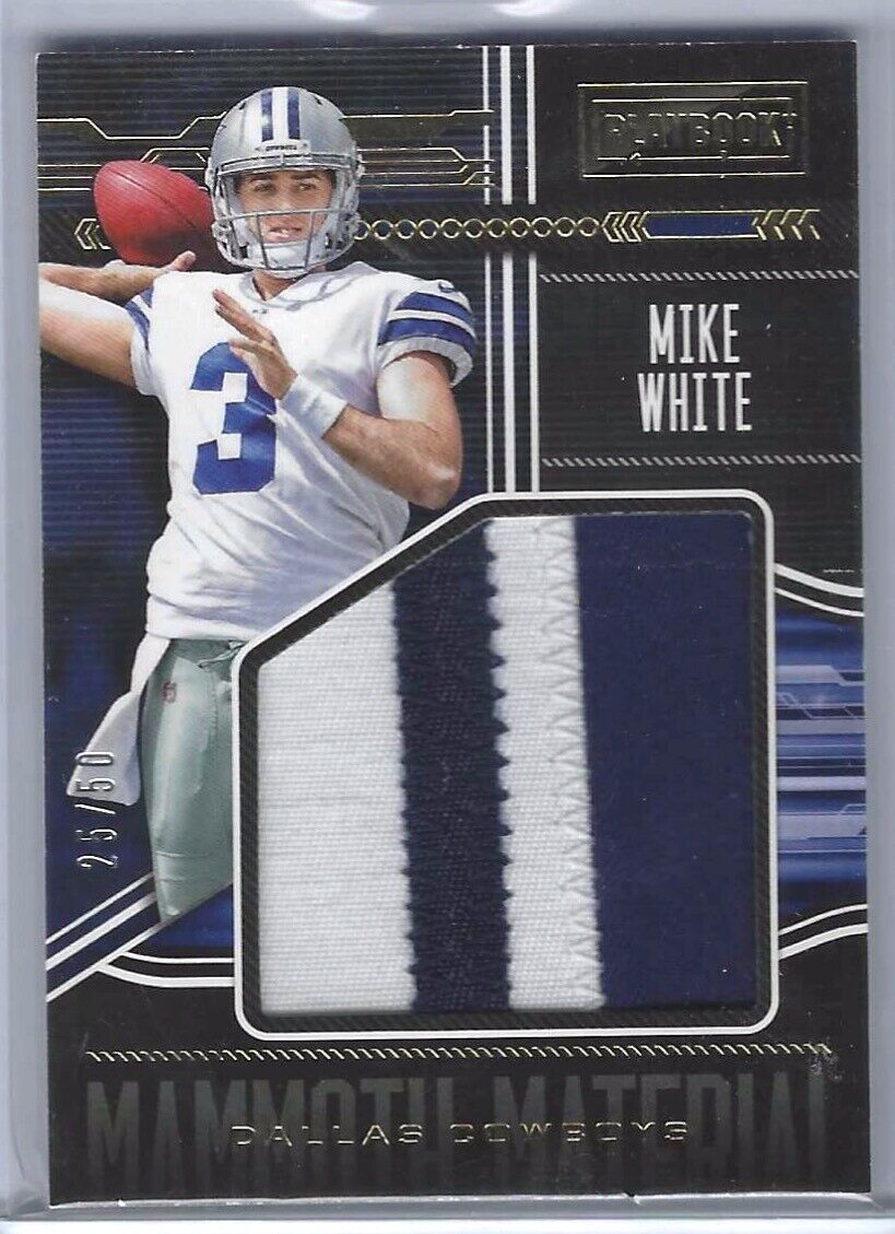 MIKE WHITE 2019 PANINI PLAYBOOK MAMMOTH MATERIAL ROOKIE JUMBO PATCH RC #D 25/50