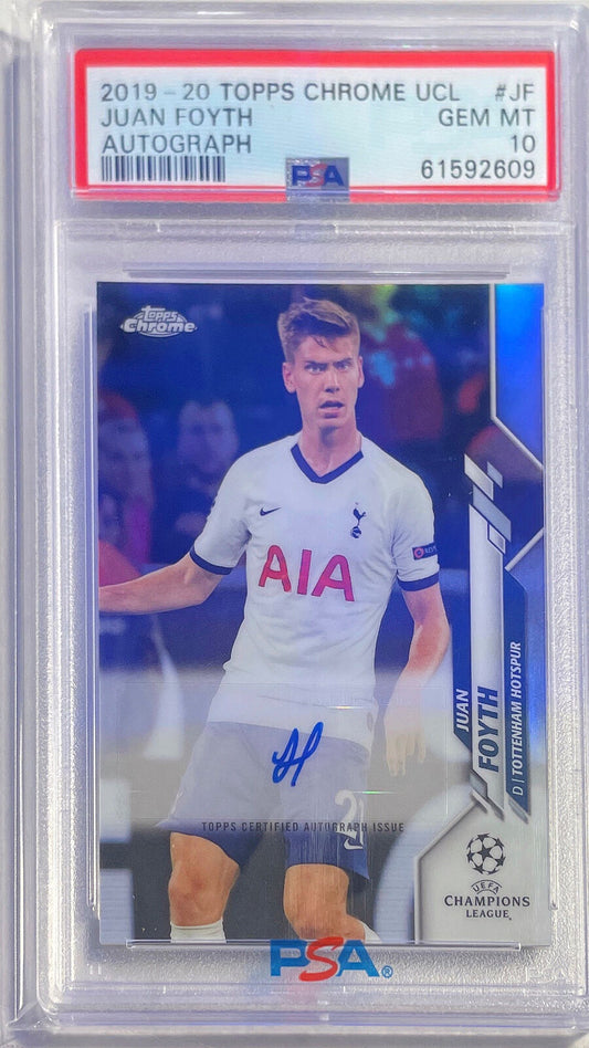 JUAN FOYTH 2019-20 TOPPS CHROME UCL REFRACTOR AUTO #JF PSA 10 GEM MINT POP 16