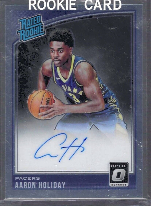 AARON HOLIDAY 2018-19 DONRUSS OPTIC RATED ROOKIE AUTO RC #176