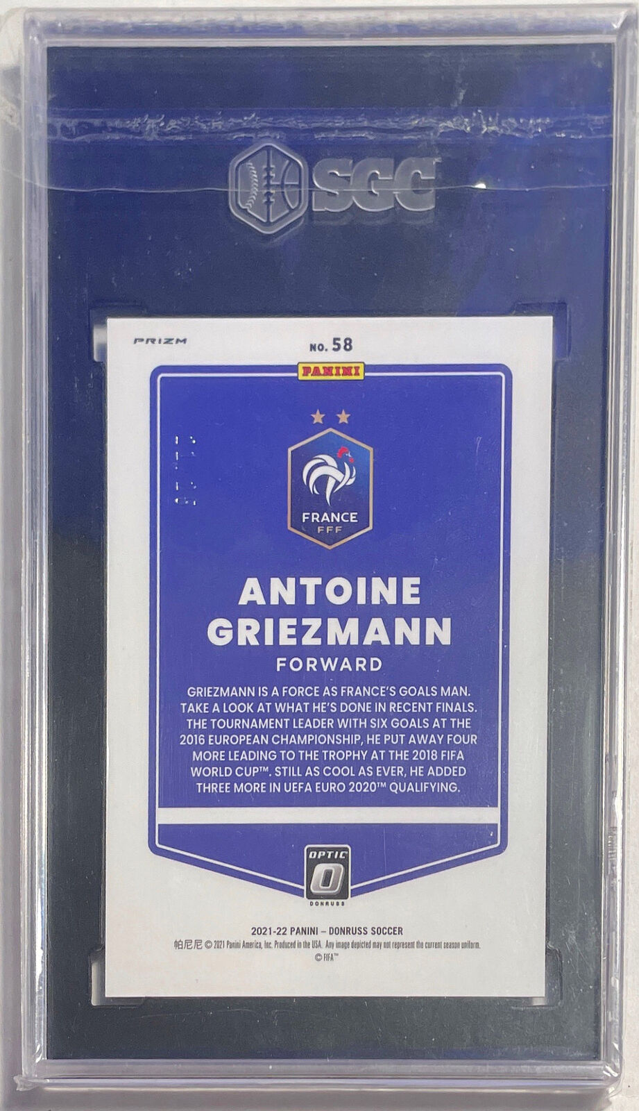 ANTOINE GRIEZMANN 2021-22 DONRUSS OPTIC QATAR BLACK VELOCITY #D /25 SGC 9 POP 1