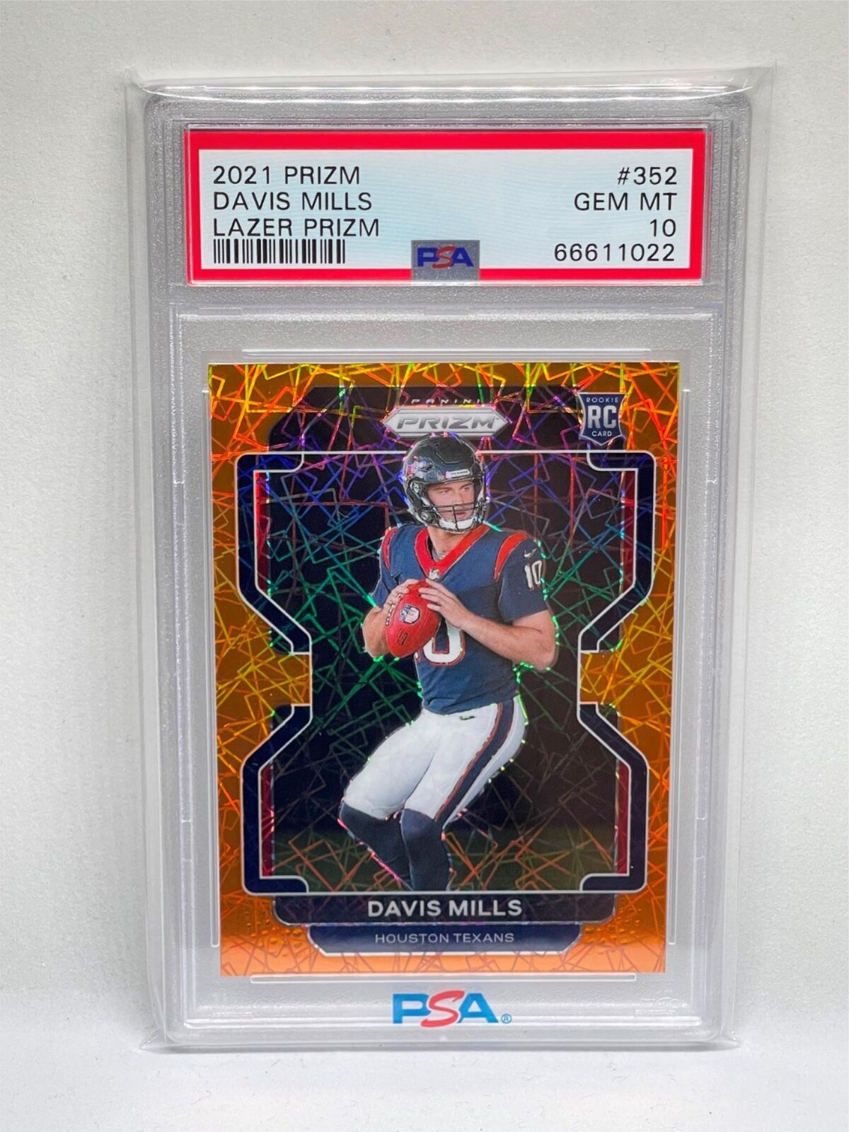 DAVIS MILLS 2021 PANINI PRIZM ORANGE LAZER PRIZM ROOKIE RC #352 PSA 10 GEM MINT