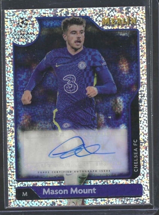 MASON MOUNT 2021-22 TOPPS MERLIN SILVER SPECKLE REFRACTOR AUTO #D 117/150