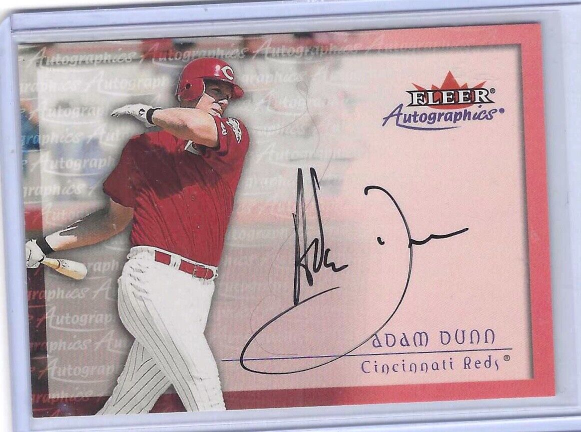 ADAM DUNN 2000 FLEER AUTOGRAPHICS REDS ON CARD AUTO