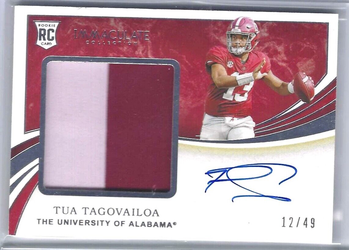 TUA TAGOVAILOA 2020 IMMACULATE COLLEGIATE ROOKIE PATCH AUTO RC #D 12/49