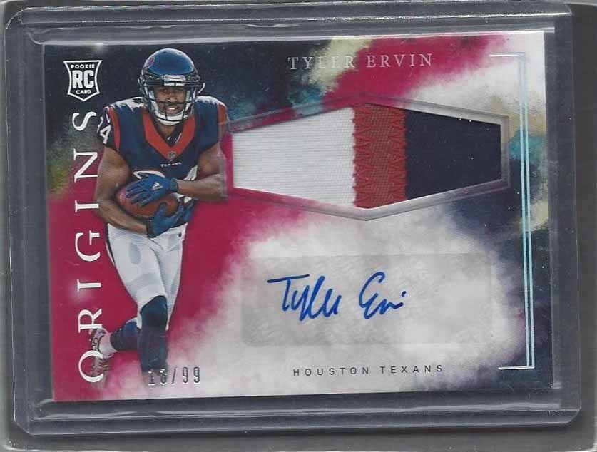 TYLER ERVIN 2016 PANINI ORIGINS RED RPA TEXANS 3 COLOR PATCH AUTO RC #D 13/99