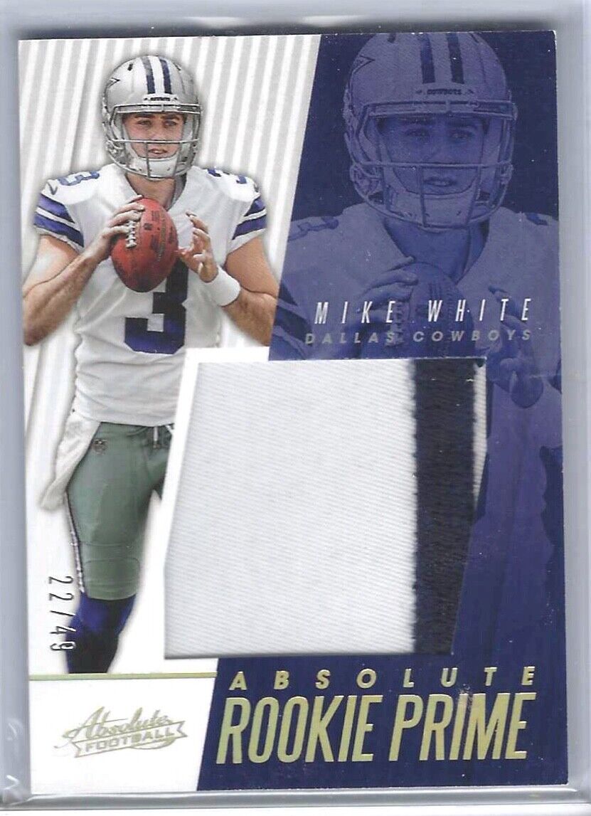 MIKE WHITE 2018 PANINI ABSOLUTE FOOTBALL ROOKIE PRIME JUMBO PATCH RC #D 22/49