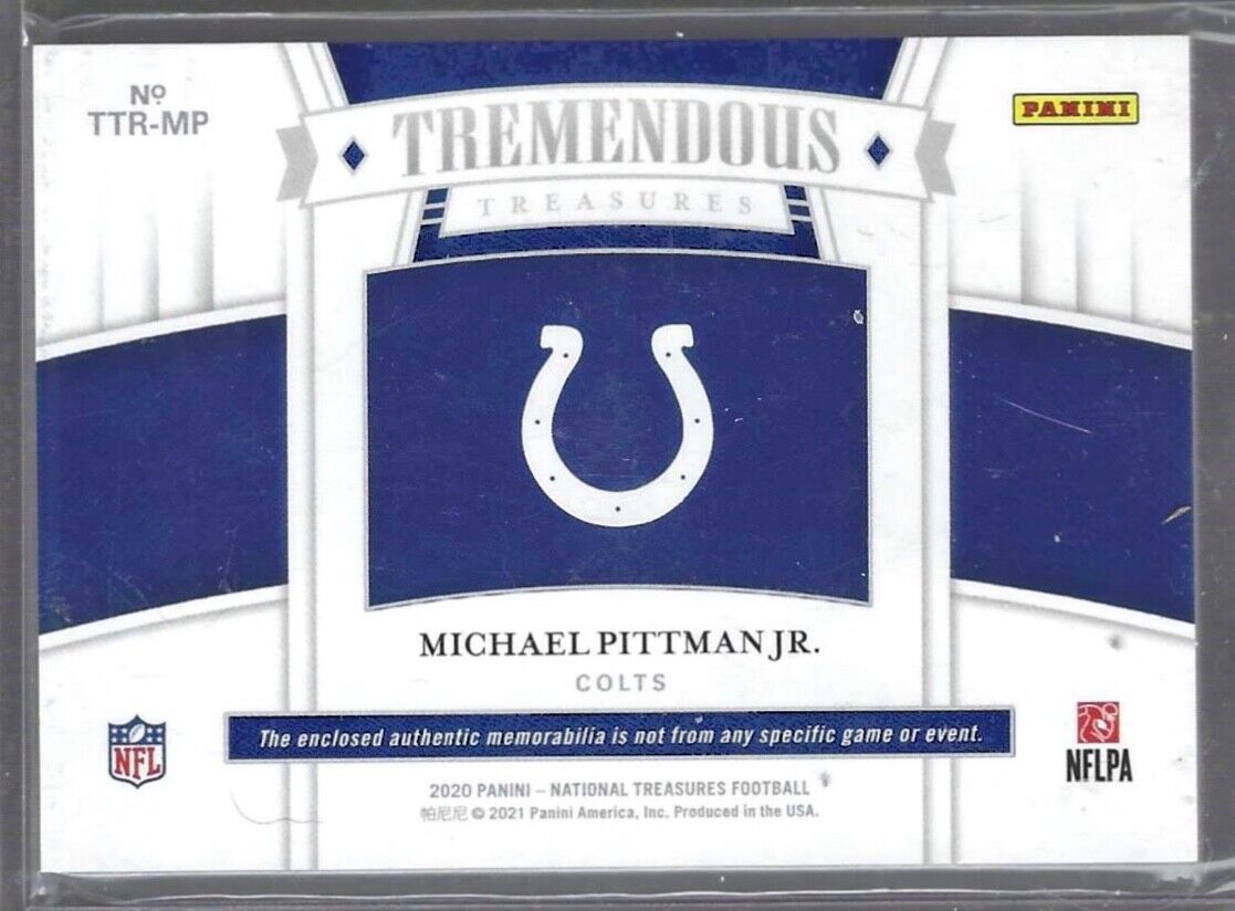 MICHAEL PITTMAN JR 2020 NATIONAL TREASURES TREMENDOUS JUMBO PATCH RC #D 09/25