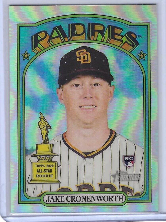 JAKE CRONENWORTH 2021 TOPPS HERITAGE REFRACTOR ROOKIE RC #D 084/572