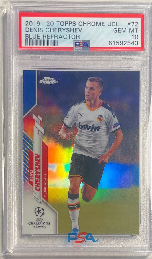 DENIS CHERYSHEV 2019-20 TOPPS CHROME UCL BLUE REFRACTOR #D 87/150 PSA 10 POP 1/1
