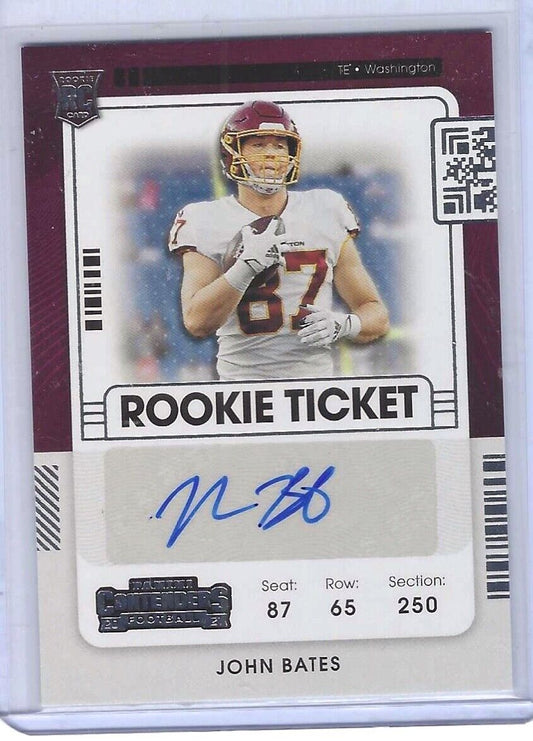 JOHN BATES 2021 PANINI CONTENDERS ROOKIE TICKET AUTO RC #206