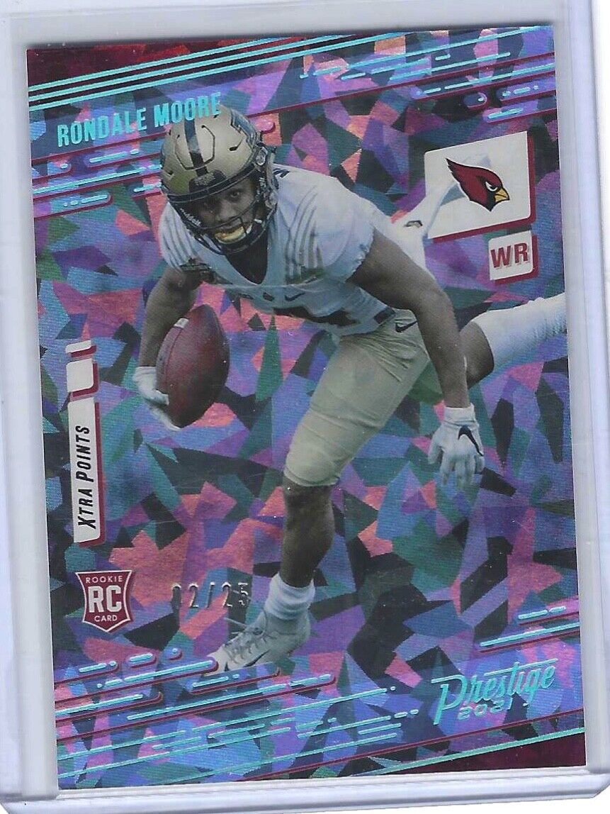 RONDALE MOORE 2021 PRESTIGE XTRA POINTS PREMIUM CRACKED ICE ROOKIE RC #D 02/25