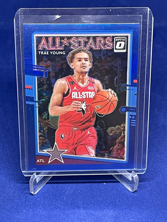 TRAE YOUNG 2020-21 PANINI DONRUSS OPTIC ALL STARS BLUE PRIZM HOLO #D 25/49