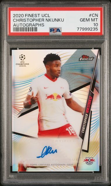CHRISTOPHER NKUNKU 2021-21 TOPPS FINEST UCL REFRACTOR AUTO #CN PSA 10 GEM MINT