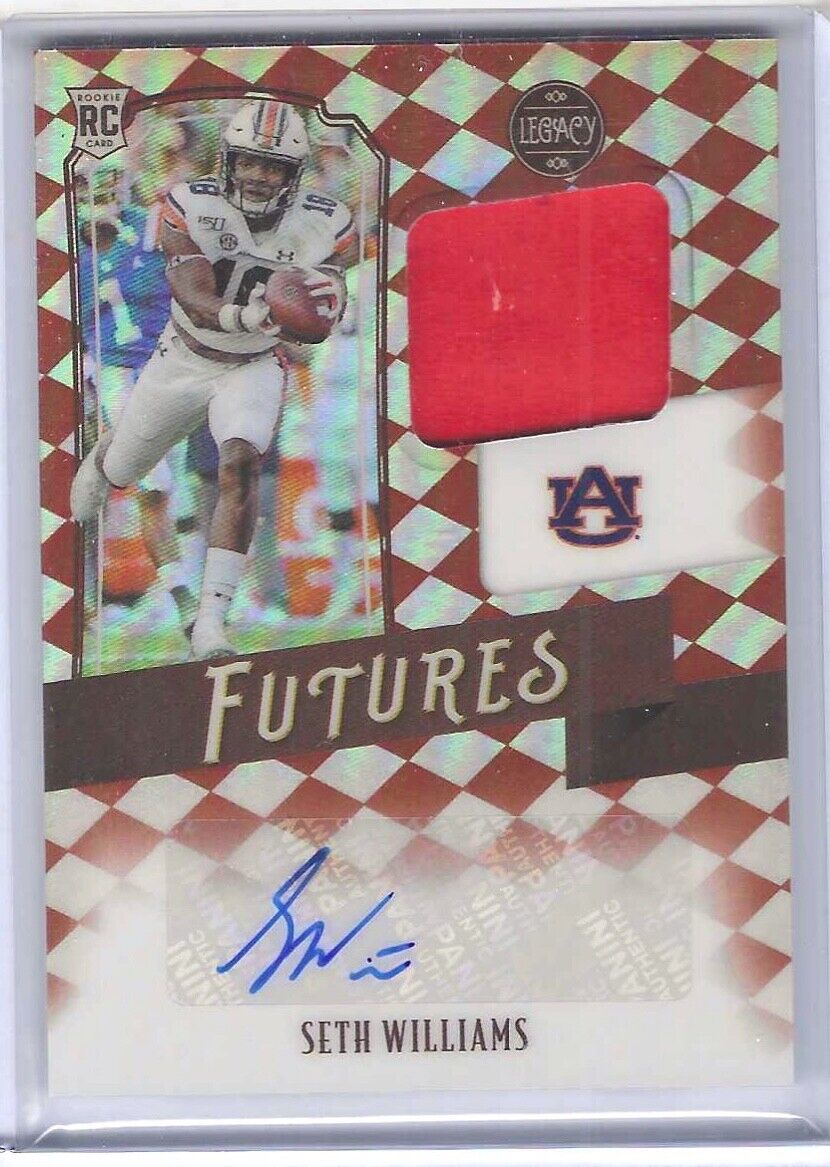 SETH WILLIAMS 2021 PANINI LEGACY RED RUBY PRIZM ROOKIE PATCH AUTO RC #D 004/100