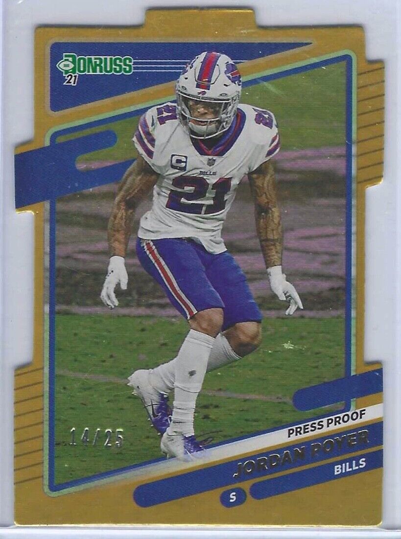 JORDAN POYER 2021 PANINI DONRUSS GOLD FOIL PRESS PROOF DIE CUT #D 14/25