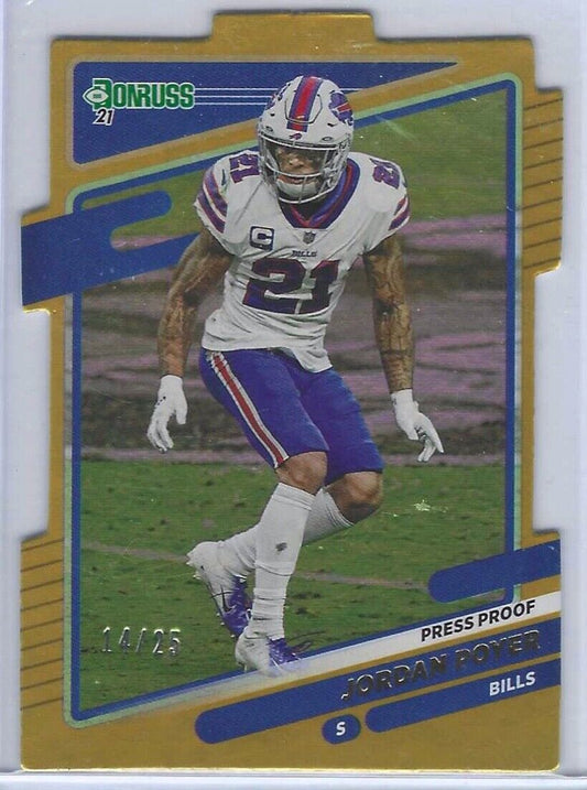 JORDAN POYER 2021 PANINI DONRUSS GOLD FOIL PRESS PROOF DIE CUT #D 14/25