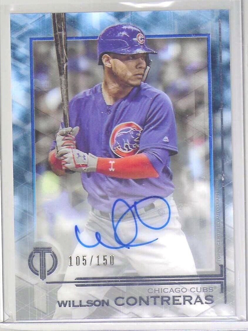 WILLSON CONTRERAS 2019 TOPPS TRIBUTE BLUE ON CARD AUTO #D 105/150