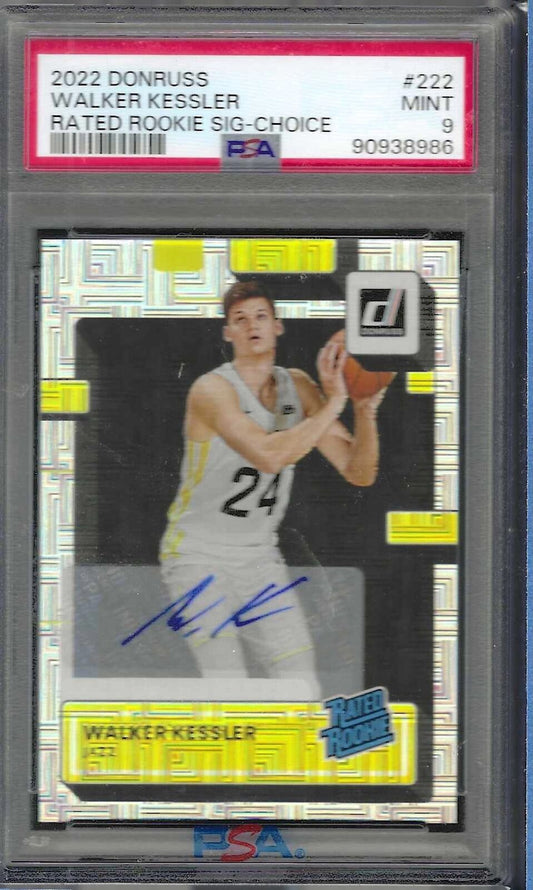 WALKER KESSLER 2022 PANINI DONRUSS CHOICE ROOKIE AUTO RC #222 PSA 9 MINT