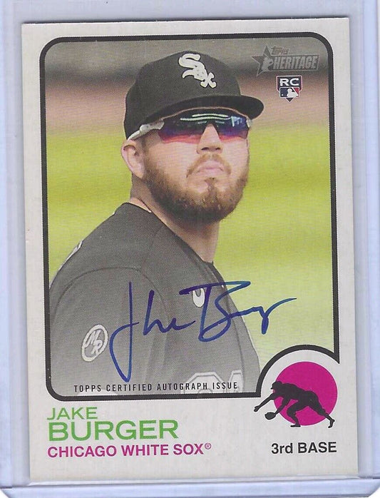 JAKE BURGER 2022 TOPPS HERITAGE REAL ONE ON CARD ROOKIE AUTO RC #ROA-JB