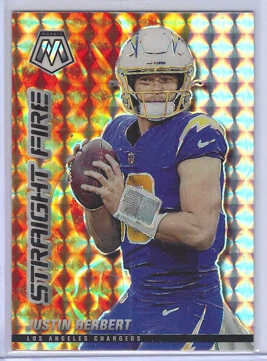JUSTIN HERBERT 2021 PANINI MOSAIC SILVER MOSAIC STRAIGHT FIRE #SF10