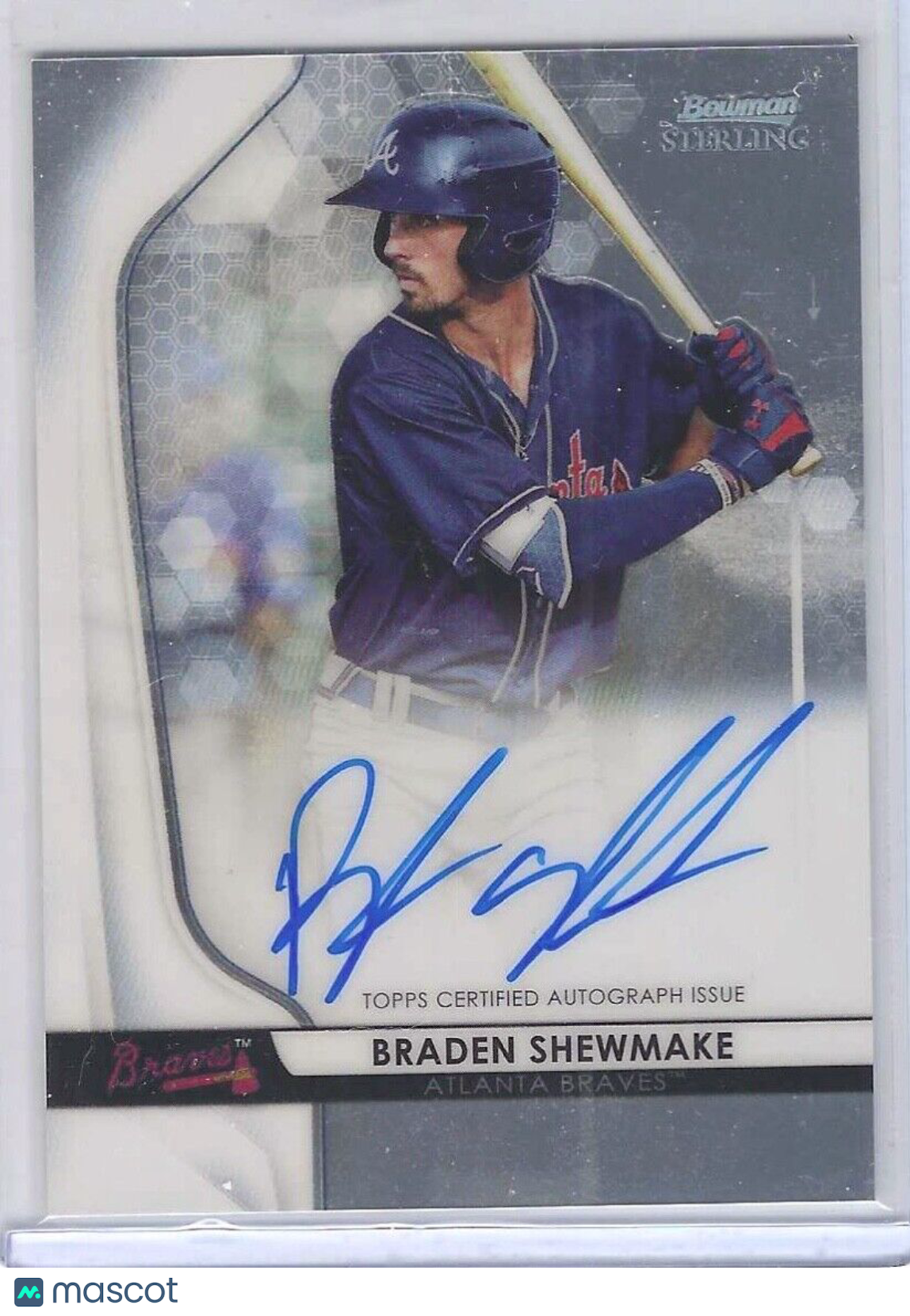 BRADEN SHEWMAKE 2020 BOWMAN STERLING PROSPECT ON CARD AUTO #BSPA-BSH